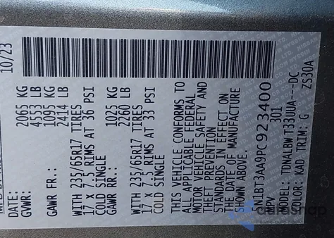 2023 Nissan Rogue S Fwd from USA, damaged, VIN 5N1BT3AA9PC923400